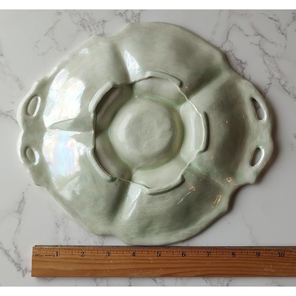 Vintage Iridescent Divided Serving or Crudite Dish Raised Floral Pattern 473 - Picture 5 of 5